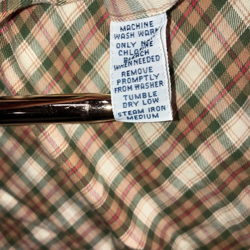 Ralph Lauren Button Down Men 2XL 16 34/35 Yarmouth Plaid Neutral Green Brown L/S